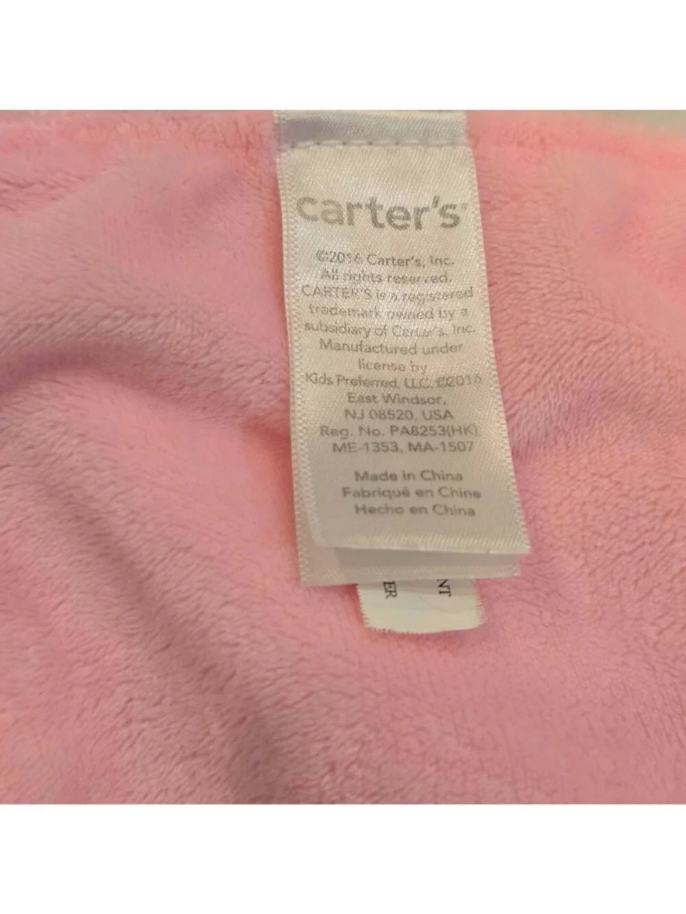 Carter's Pink Bunny Hearts Security Blanket Lovey Plush Pink Purple Soother